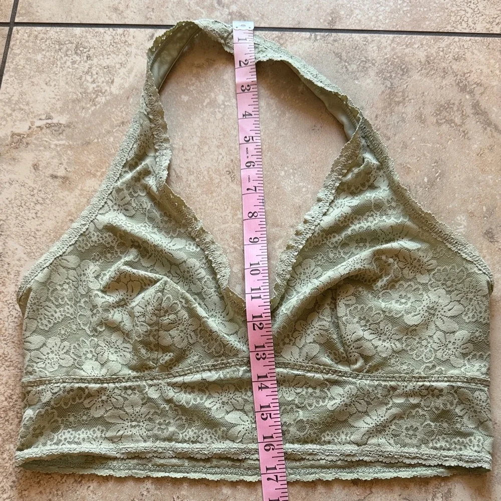 Rare Comfy VS PINK Lace Halter Bralette in Sage Green - Picture 9 of 9